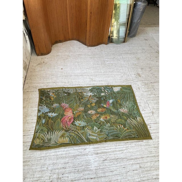 Former French tapestry on the theme "Tropical forest" from the Rousseau painting model, carried out in the 60s, also...