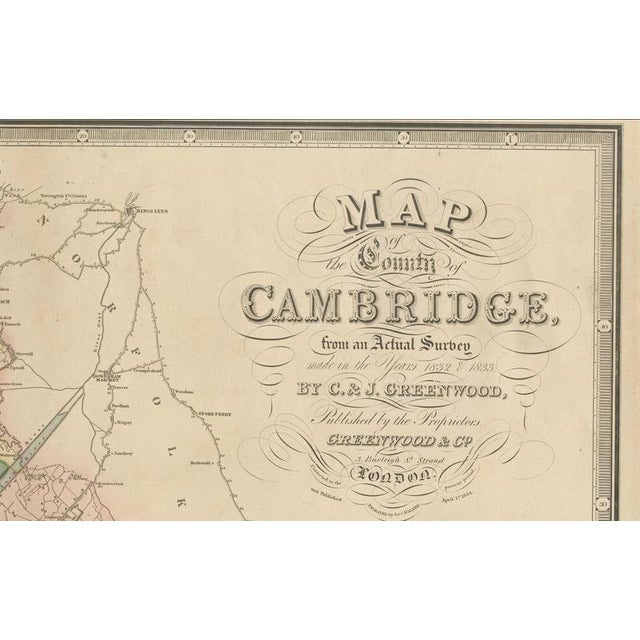 Antique Map of Cambridgeshire with Ely Cathedral by Greenwood, 1834 For Sale - Image 3 of 12