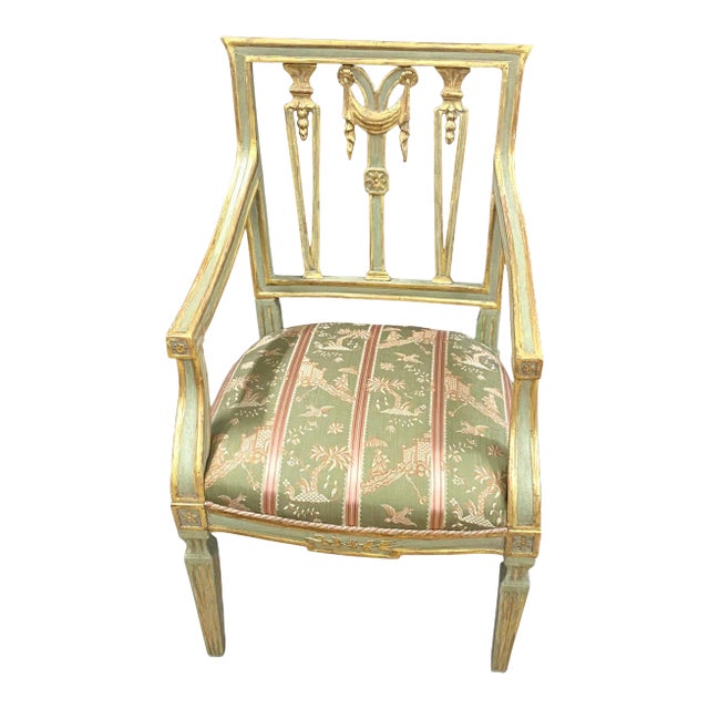 18th Century Italian Gilt & Painted Armchair For Sale