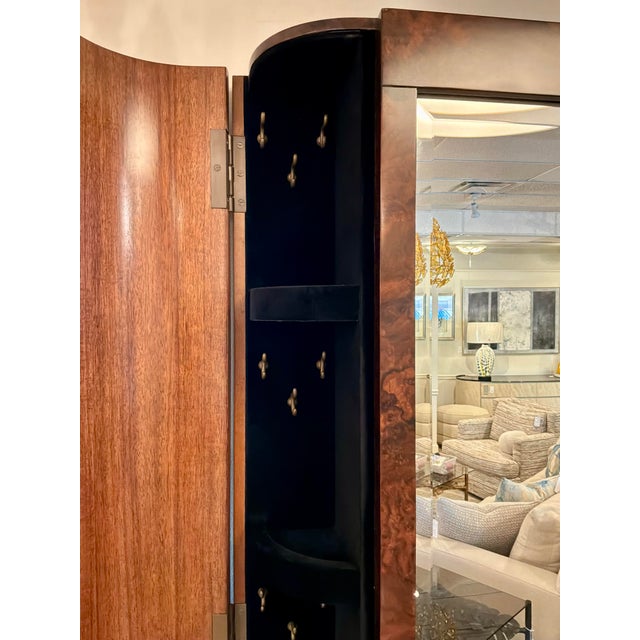 Wood Jonathan Charles Modern Burl Mahogany Jacques Full Length Storage Mirror For Sale - Image 7 of 8