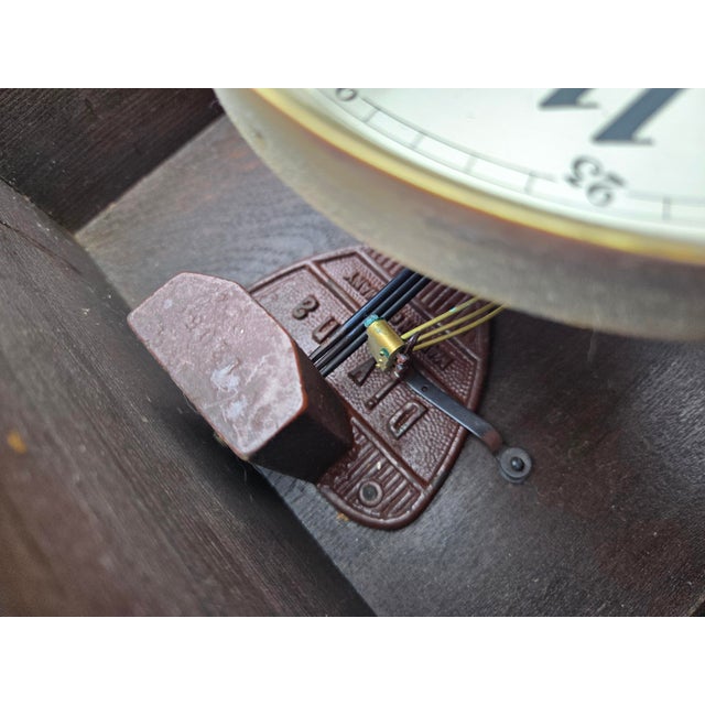 Antique German Oak 8 Day Wall Clock Chimes Gustav Becker Ra Regulator For Sale - Image 14 of 18