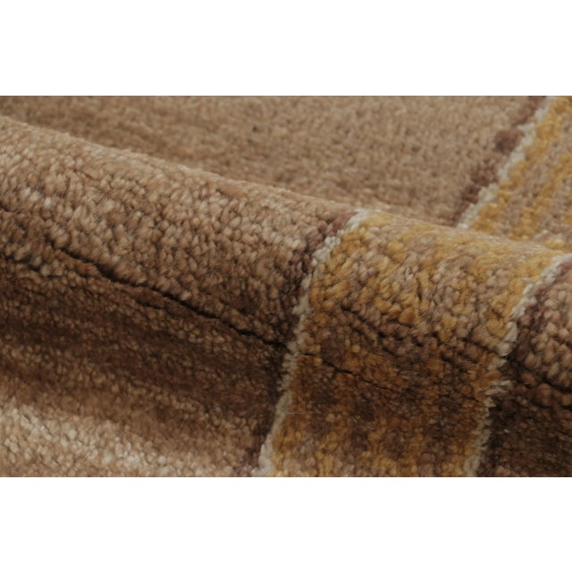 Rug & Kilim’s Modern Samarkand Rug in Gold and Brown with Geometric Patterns For Sale In New York - Image 6 of 7