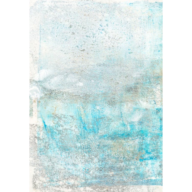 Mesas-04 Abstract Landscape Monoprint Grey Blue Almond by Carrie Bergey For Sale