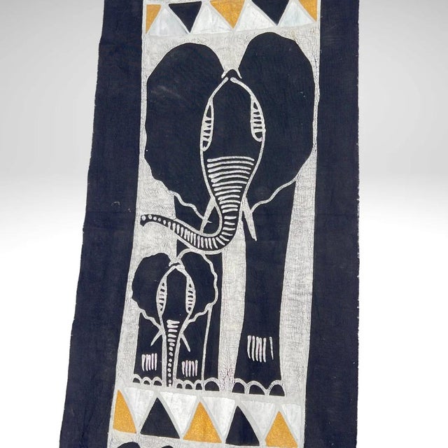 Wood Early 20th Century Black African Handprinted Table Runner For Sale - Image 7 of 13