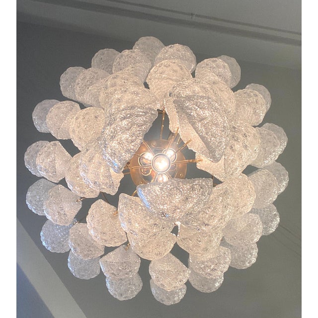 Italian Modern Murano Chandelier with 52 Glass Petals Drop, 1970s For Sale - Image 12 of 13