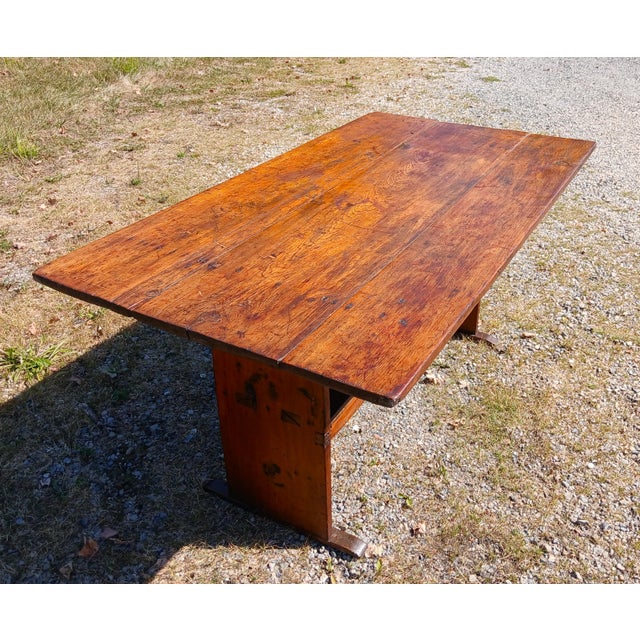 Brown Antique New England Primitive Pine Hutch Table 1820s For Sale - Image 8 of 17