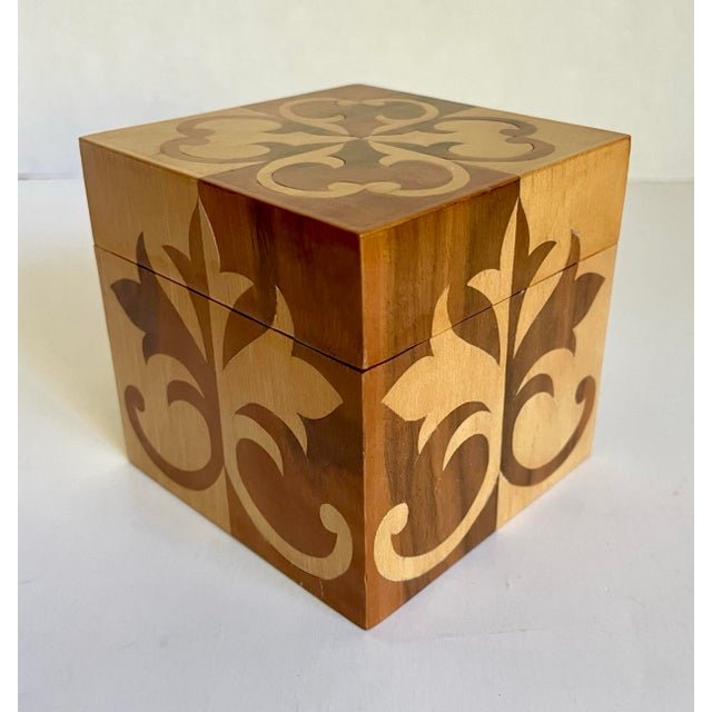 Original Signed Lidded Marquetry Small Wood Box For Sale - Image 4 of 10