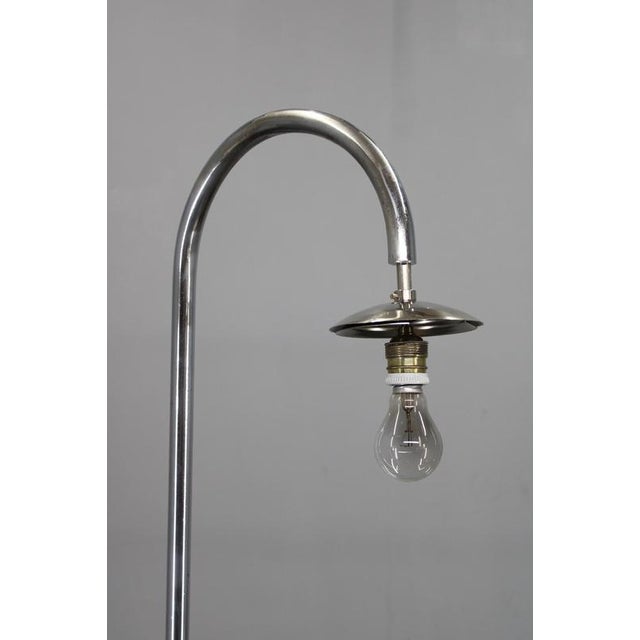 Art Deco Chrome Floor Lamp with Milk Glass Globe and Walnut Base, Former Czechoslovakia, 1930s For Sale - Image 11 of 13