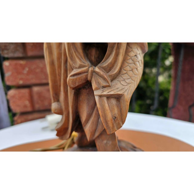 Brown Chinese Carved Wood Desk Lamp, 1950s-1960s For Sale - Image 8 of 14