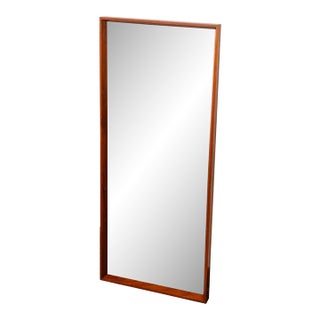 Mid Century Danish Modern Mirror Wall Hanging Entry Way Solid Teak Rectangular For Sale