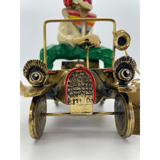 Vintage Ronald A. Lee 24k Gold-Plated Hand-Painted Clown in Wind-Up Car Sculpture, C. 1979–1981 For Sale - Image 11 of 15