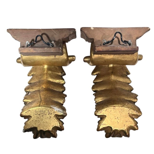 Ornamental & Decorative Materials Vintage Italian Gold Leaf Wall Brackets. A Pair For Sale - Image 7 of 10