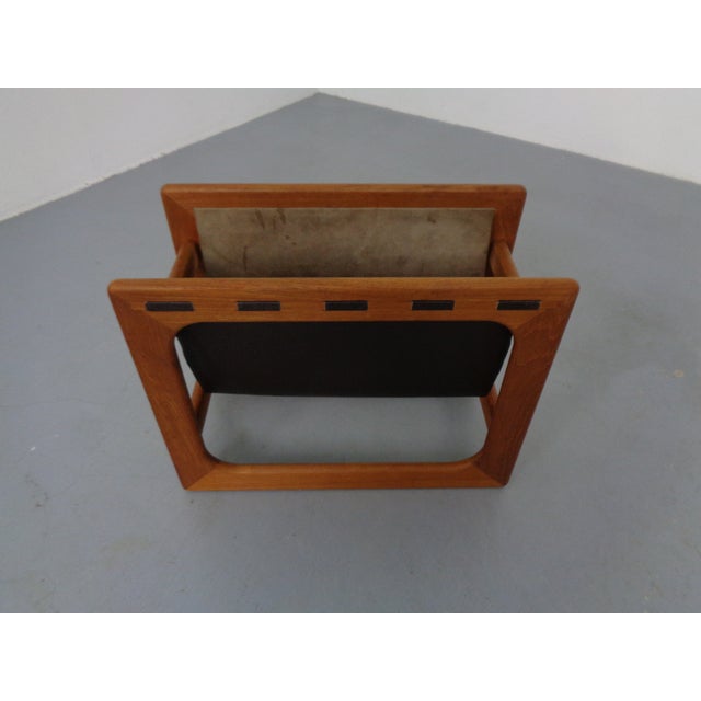 Aksel Kjersgaard Teak & Suede Magazine Rack from Aksel Kjersgaard for Salin Mobler, Denmark, 1960s by Aksel Kjersgaard For Sale - Image 4 of 11