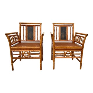 Pair of Brighton Pavilion Chinoiserie Bamboo Chairs For Sale