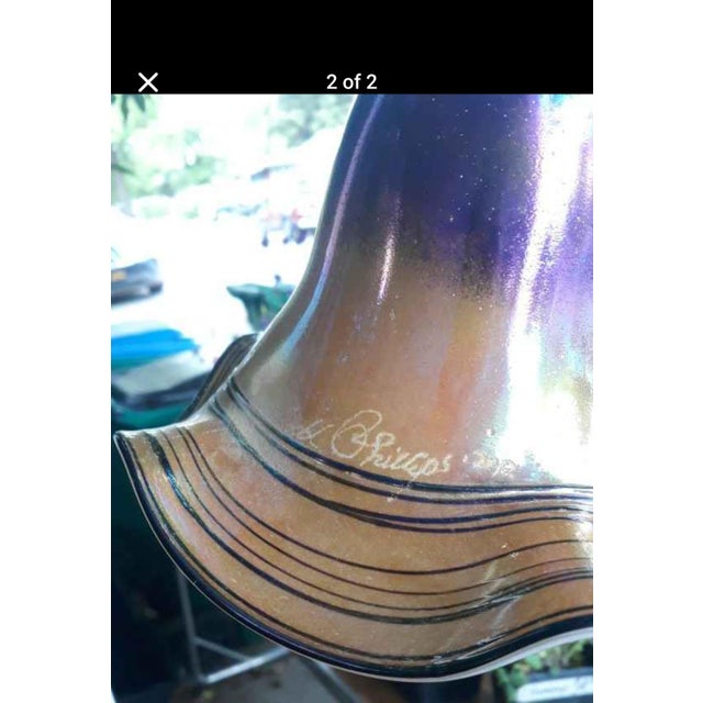 This Todd Phillips' 3-Light Chandelier was produced by him at his Salamandre Glass Studio, in corroboration with Quoizel...