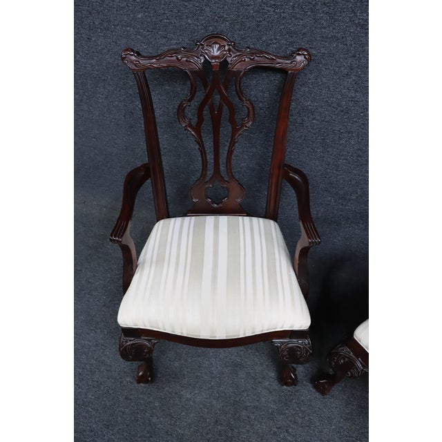 Chippendale Thomasville Chippendale Style Mahogany Claw & Ball Armchairs For Sale - Image 3 of 10
