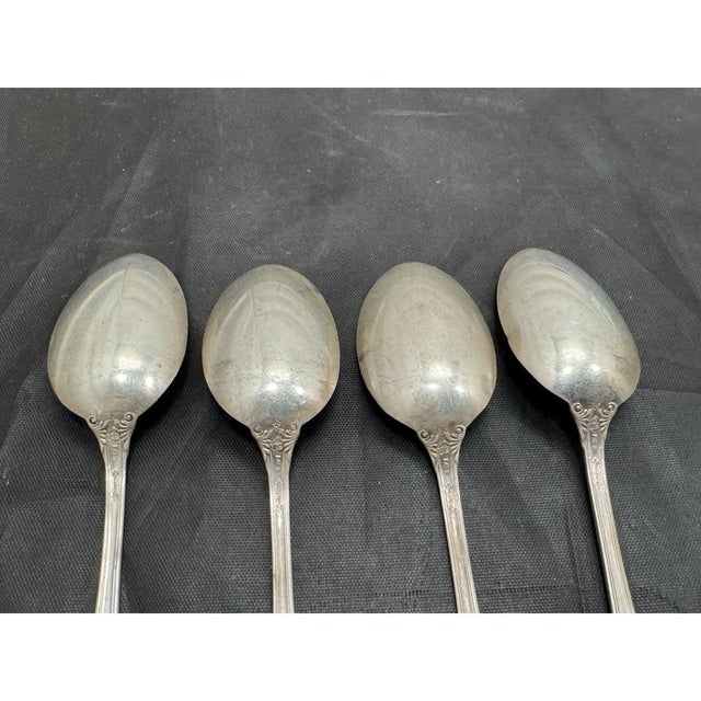 Metal Simpson Hall Miller Sterling Silver 6” Tablespoons Mille Fleurs Set of 4 Mono For Sale - Image 7 of 10