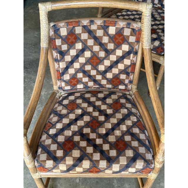 1970s Elinor McGuire for McGuire Target Back Bamboo, Cane, and Leather Armchairs- Set of 4 For Sale In Philadelphia - Image 6 of 12