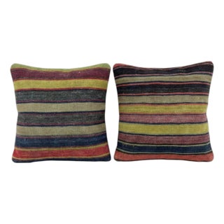 Anatolian Kilim Pillow Cover 24'' X 25'' - Set of Two For Sale
