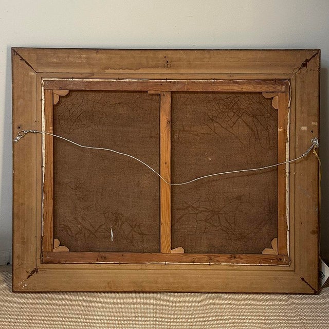 Antique Framed Painting on Canvas 'Harbor in Still Light' Signed by J. Gilbert For Sale - Image 15 of 15