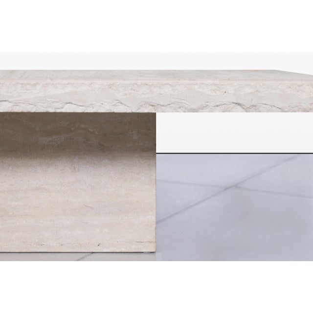 Italian Modern Live-Edge Travertine Coffee Table by Stone International For Sale In Los Angeles - Image 6 of 13