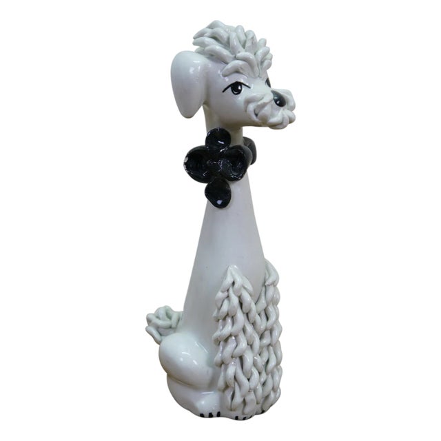 Mid Century Italian Porcelain Spaghetti Poodle Dog Figurine Statue 8" For Sale