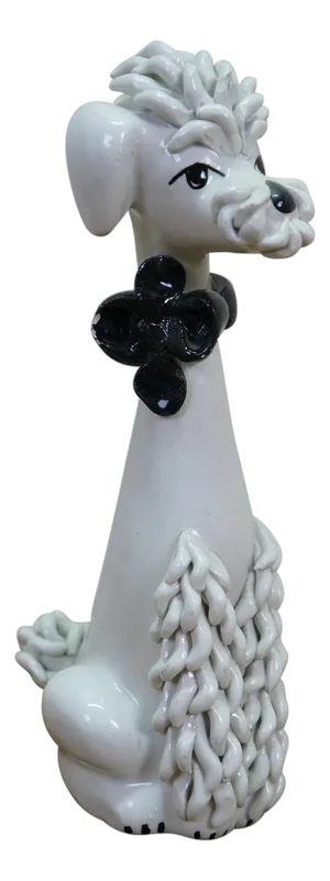 Mid Century Italian Porcelain Spaghetti Poodle Dog Figurine Statue 8"