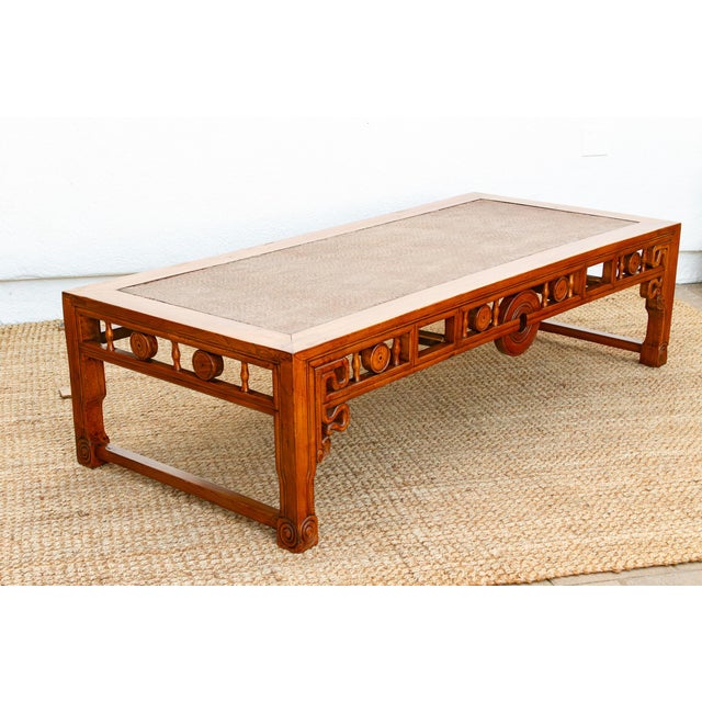 Large Antique Qing Woven Top Coffee Table For Sale - Image 10 of 14