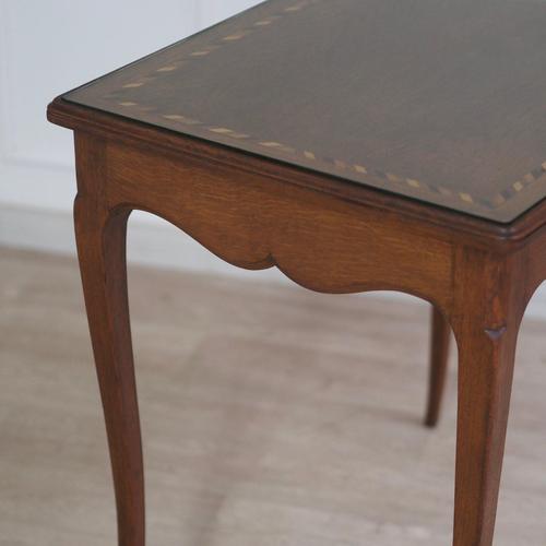 French Writing Desk with Glass Top and Inlays, Early 20th Century For Sale - Image 10 of 15
