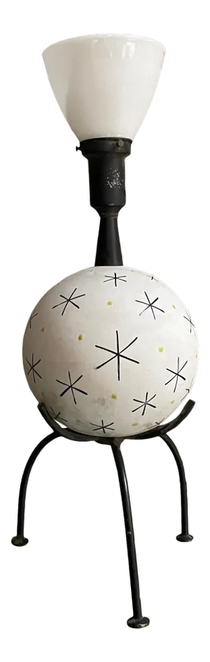 1950s Atomic Starburst Sphere Table Lamp Tripod Pedestal