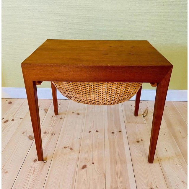 Vintage Danish Teak Sewing Table by Severin Hansen Jr. for Haslev Møbelfabrik, 1960s For Sale - Image 12 of 18