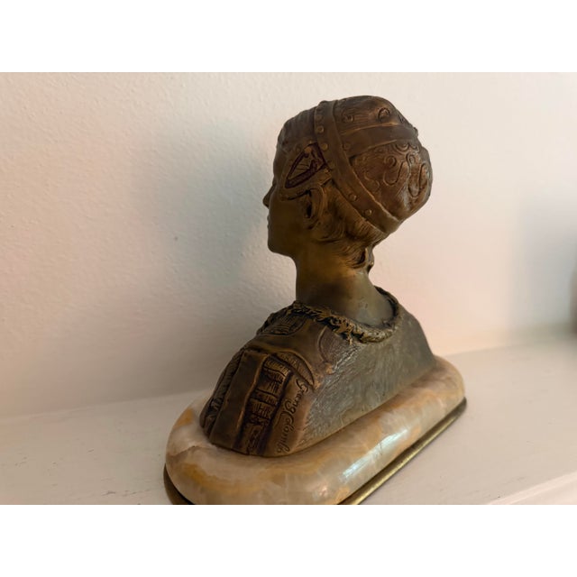 Bronze 19th-Century Grande Dame Patricienne Florentine Au XVIme Siècle Roland Grange-Colombo Bronze & Marble Bust For Sale - Image 8 of 8