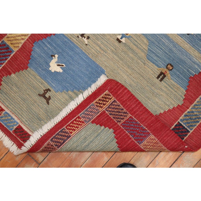 Vintage Zabihi Collection Folksy Pictorial Persian Souf Gabbeh Carpets - A Pair - 2'9" x 3'10" For Sale - Image 9 of 11