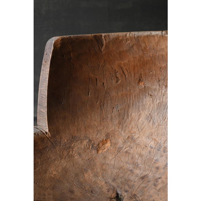 Old Japanese Wooden Mortar Chair / Early 20th Century/ Primitive Wabi-Sabi Seat For Sale - Image 12 of 18