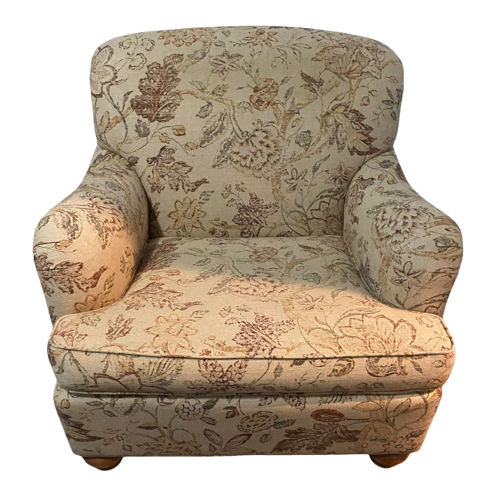 Late 20th Century Vintage Ethan Allen Transitional Upholstered Arm