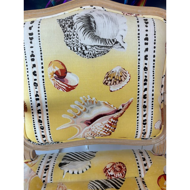 Late 20th Century Vintage Beverly Interiors Coastal Shell Print Accent Chair For Sale - Image 5 of 17