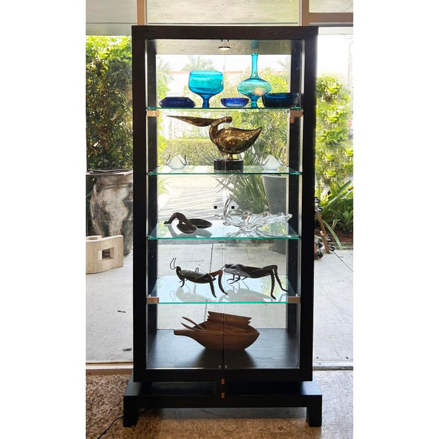 Roche Bobois China Display Cabinet Encased in Glass with Interior Lighting Offered for sale is a tall Roche Bobois china...