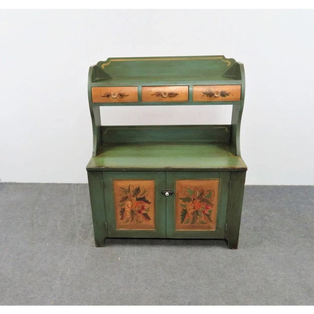 Rustic Primitive Paint Decorated Style Bucket Bench For Sale - Image 3 of 10