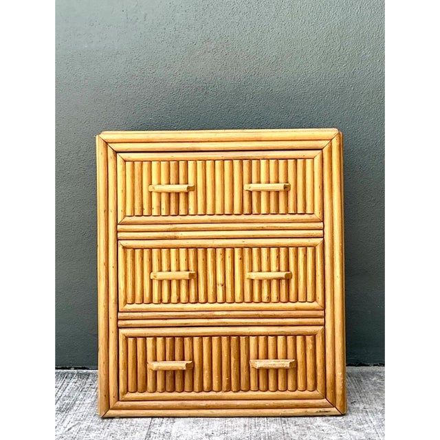 Wood Vintage Rattan Three-Drawer Chest For Sale - Image 7 of 12