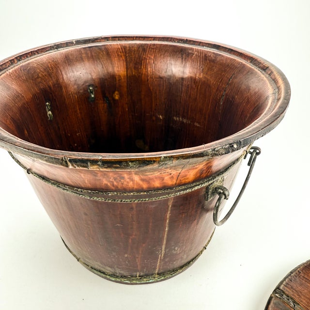 Antique Chinese Wood Covered Rice Bucket For Sale - Image 9 of 12