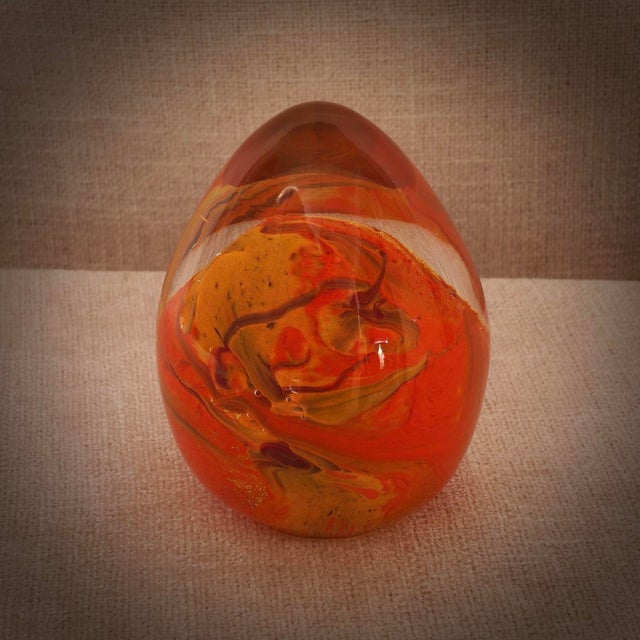 Mid-Century Modern Orange Murano Art Glass Egg, Italy, 1980s For Sale - Image 7 of 9