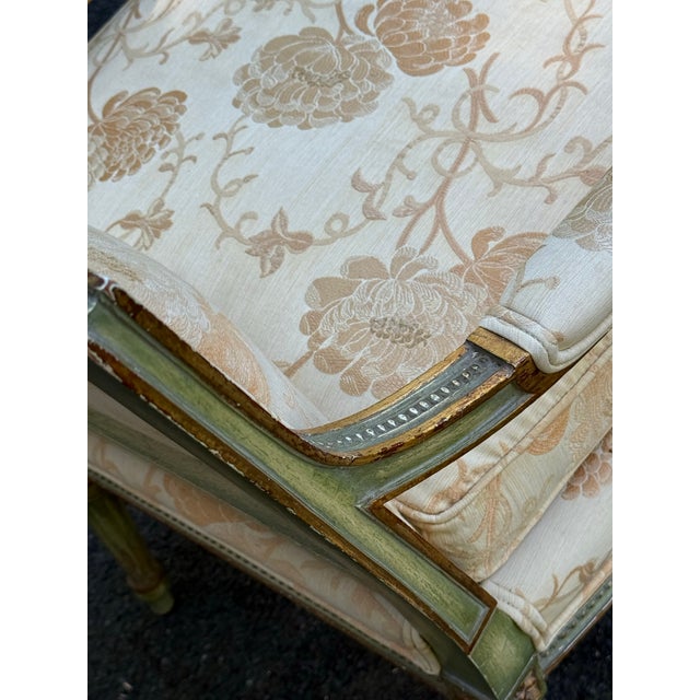 Vintage French Regency Parcel Gilt Upholstered Accent Armchair For Sale - Image 11 of 12