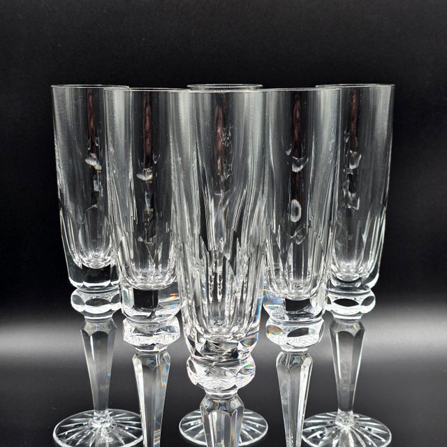 Hollywood Regency Ceska Regency Crystal Champagne Flutes, Set of 6 For Sale - Image 3 of 9