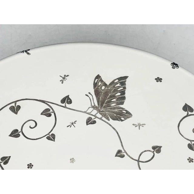 1980s Emilia Castillo Large Porcelain & Pure Silver Butterfly Bowl, Taxco Mexico For Sale - Image 16 of 18