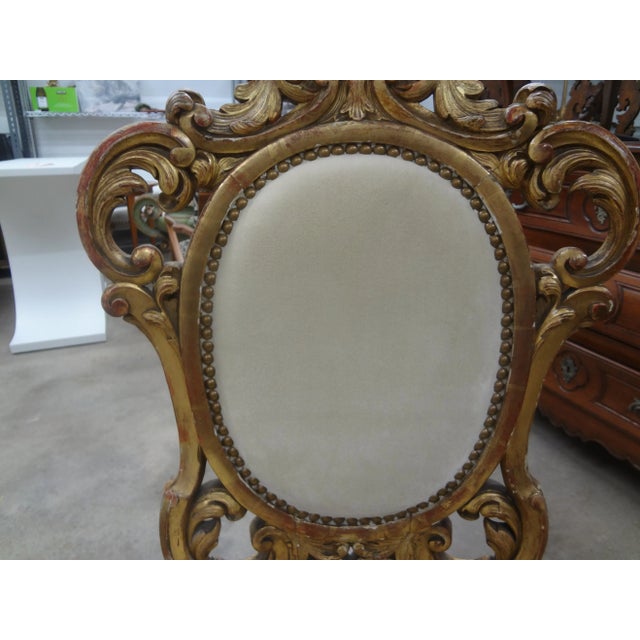 Pair of Italian Baroque Style Giltwood Chairs For Sale - Image 4 of 11