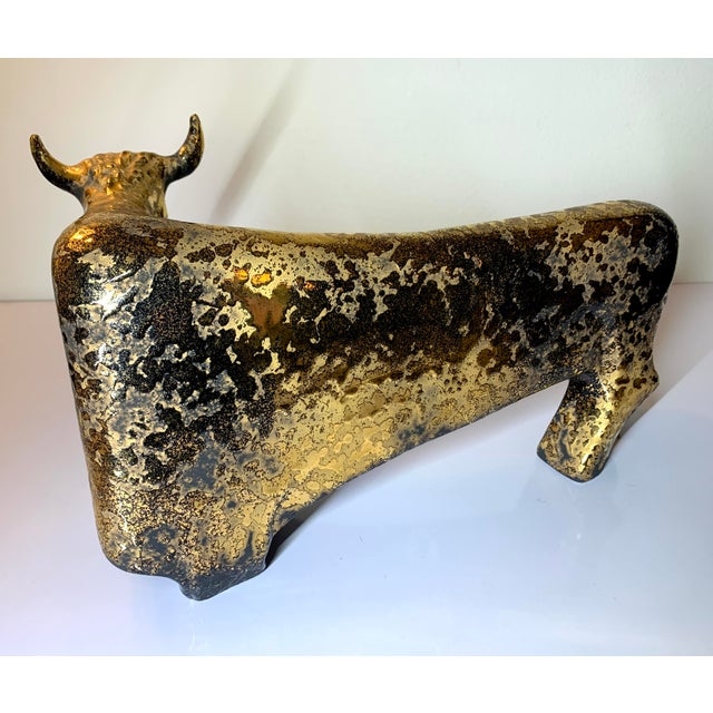 Fabulous Sasha Blastoff Golden Cow or Bull with a beautiful textured mottled gold and black glaze. 12.5" Long x 8" Tall x...