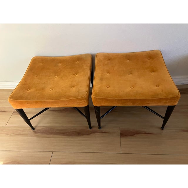 Mid-Century Modern Mid 20th Century Pair of Dunbar “Thebes” Stools by Edward Wormley For Sale - Image 3 of 8