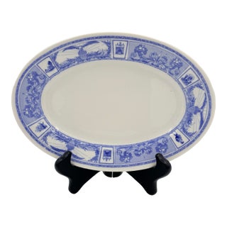 Vintage Lamberton Scammell Blue & White American Hotelware Oval Platter For Sale