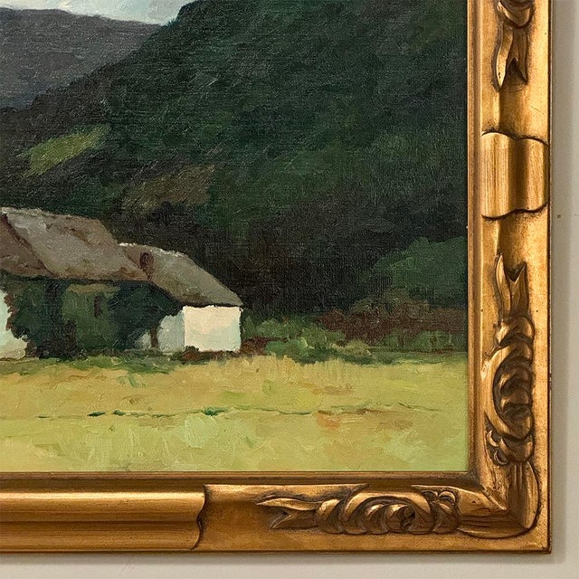 Framed Oil Painting on Canvas by Pierre Colson (1930-?) 'Farmhouse in the Ardennes' For Sale - Image 11 of 16