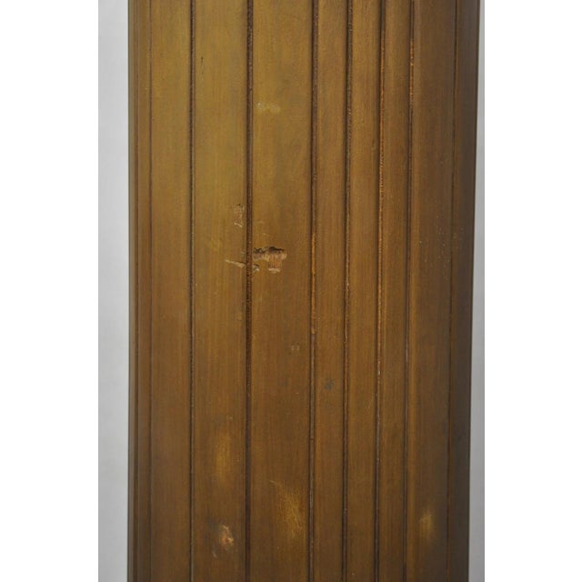 Antique Art Deco 75" Tall Wooden Pedestal Column Geometric Chevron Carved - Pair For Sale - Image 16 of 18